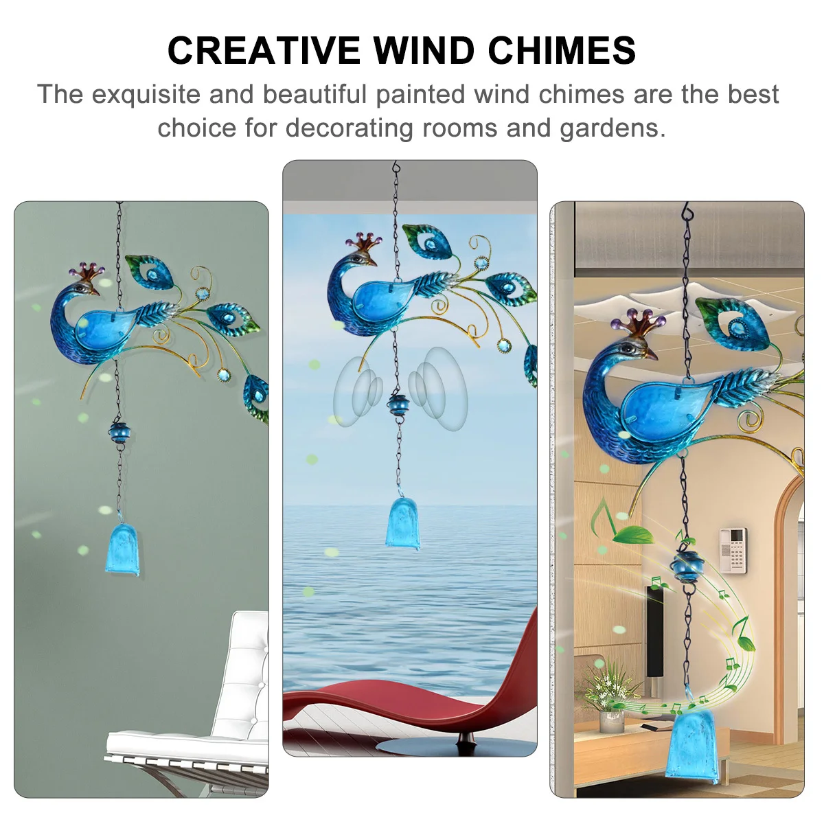 

2Pcs Stained Glass Wind Chimes Painted Metal Garden Balcony Hanging Wind Tubes Decorative Soothing Crisp Sound Creative