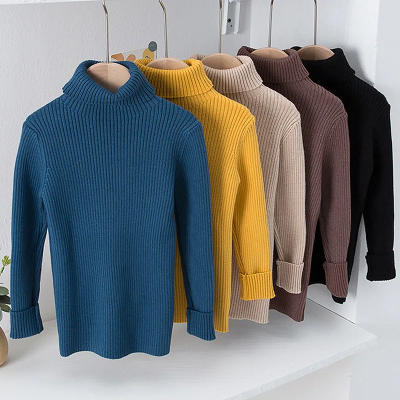 Autum New Baby Boys Girls Sweaters Turtleneck Solid Baby Kids Sweaters Soft Warm Long Sleeve Turtleneck Winter Sweaters Knitwear