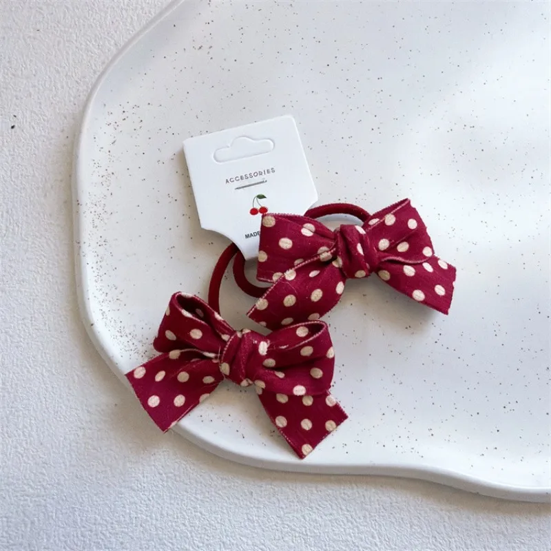 Lazos para el Cabello con Lazo Rojo a Cuadros para Niñas, Elásticos, Sin Daños, para Cola de Caballo, Lindos Lazos para el Cabello de Bebés y Niñas Pequeñas, 2 Piezas, Accesorios para el Cabello Antideslizantes