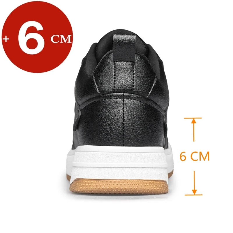 Cowhide Elevator Shoes Men Height Increase Shoes Man Lift Sneakers Heightening Fashion Sport Casual Shoes Insole 6cm Tall Shoes