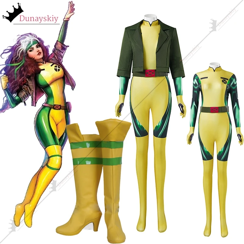 

Fantasia X-97 Super Villain Cosplay Costume High Waist Jacket Coat Bodysuit Superhero Cosplay Suit 2024 Halloween Party Jumpsuit