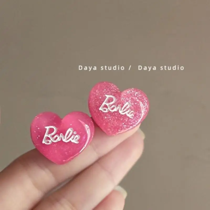 Miniso Series Barbie 925 Sterling Silver Earrings Ear Clip Y2K Girl Pink Kawaii Accessories Fashion Retro Eardrop Girls Gifts