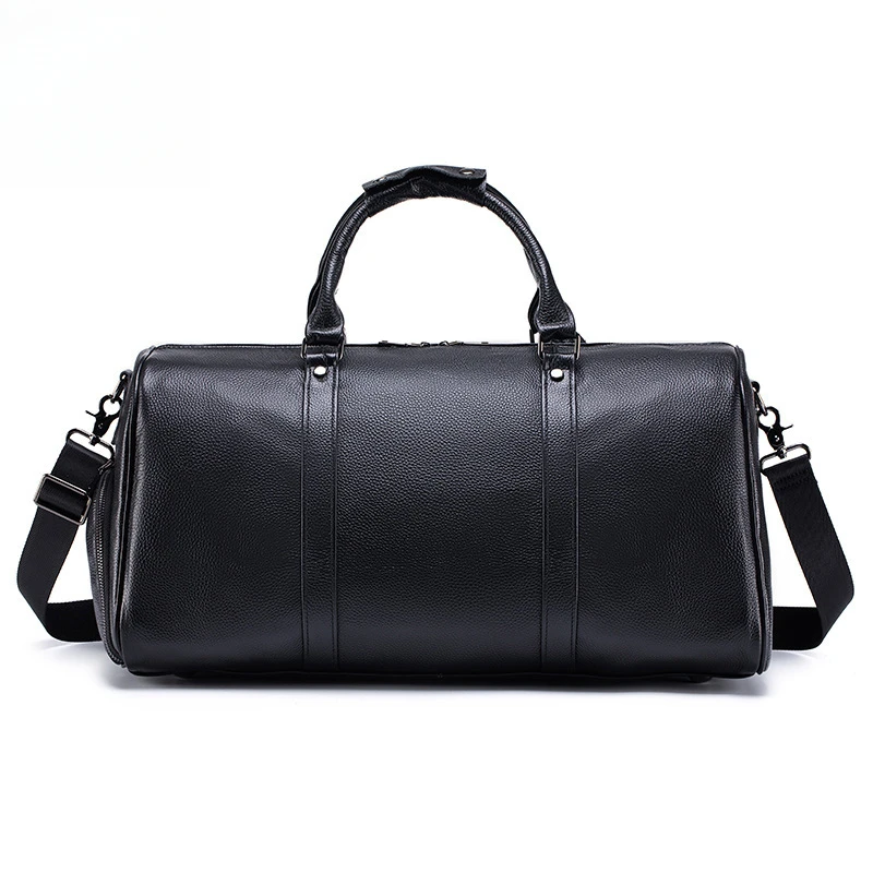 Men's genuine leather travel bag, top layer cowhide large capacity men's handbag for casual travel and business trips luggage ba