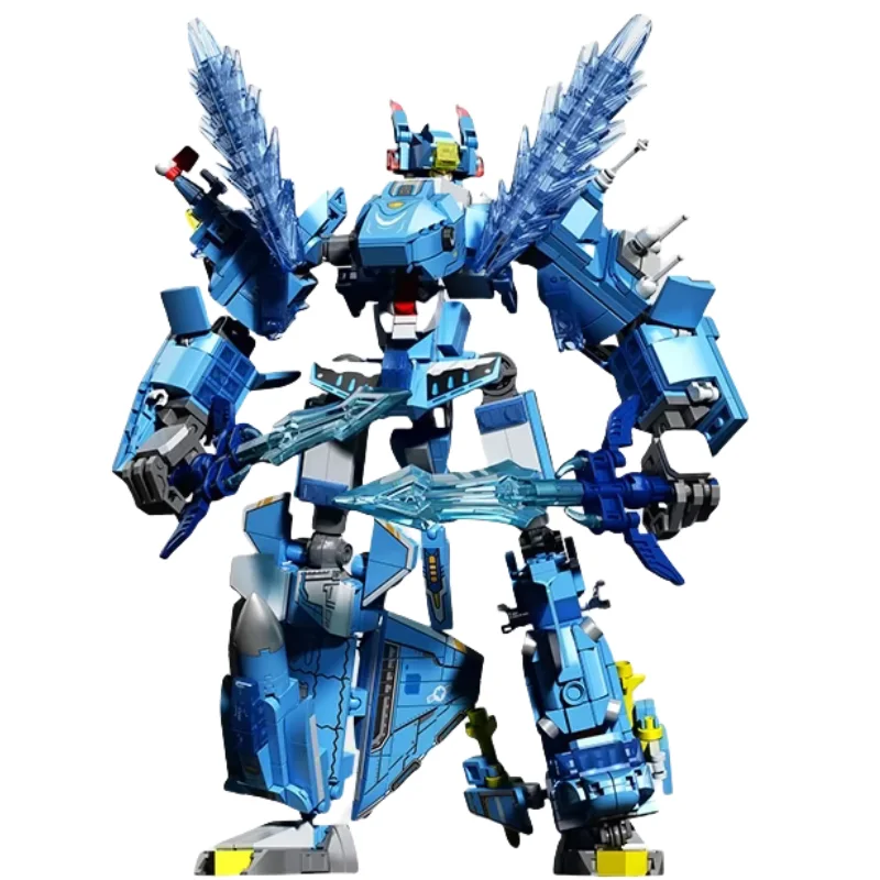 858pcs 4IN1 Zhou Yu Transforming Mecha Robot Building Blocks MOC Helicopter Aircraft Model Bricks Boys Toys Birthday Gifts