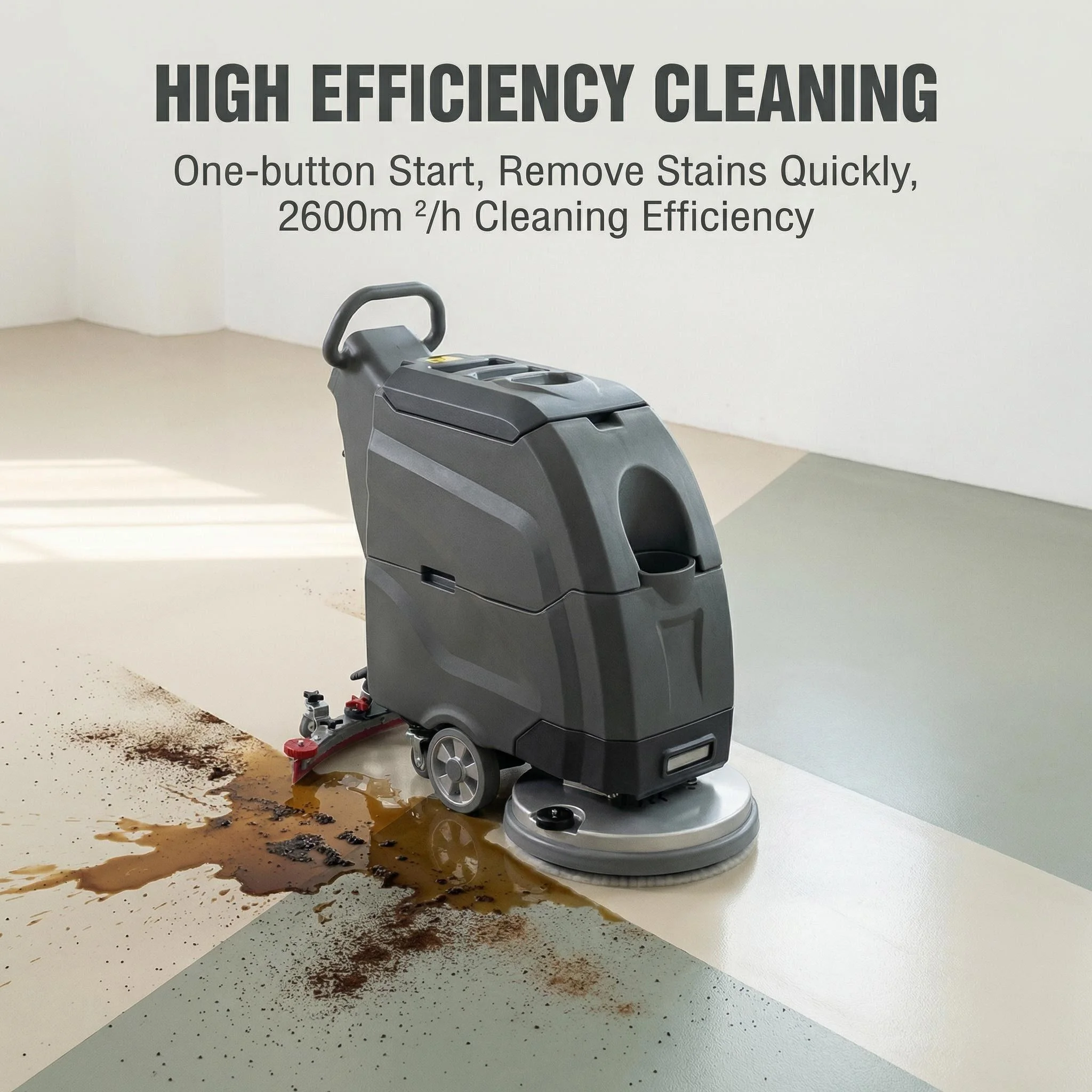 New Concrete Floor Warehouse Road Home Scrubber Self-Propelled Walk-Behind 24V Battery Floor Cleaning Machine