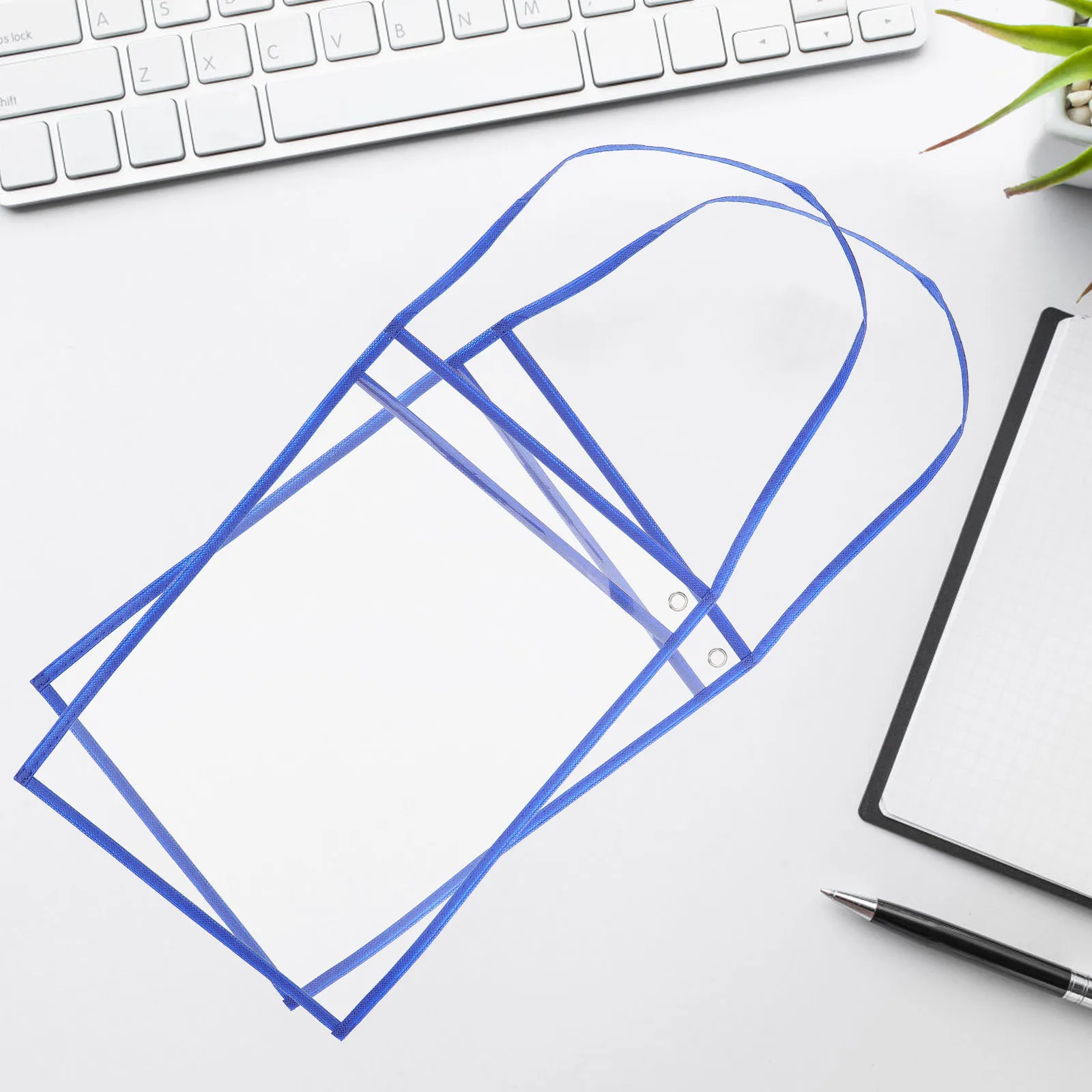 

10pcs File Bags Transparent Blue Single Pocket Reusable Office Supplies Daily Dry Erase Pockets Work Order Holders Document