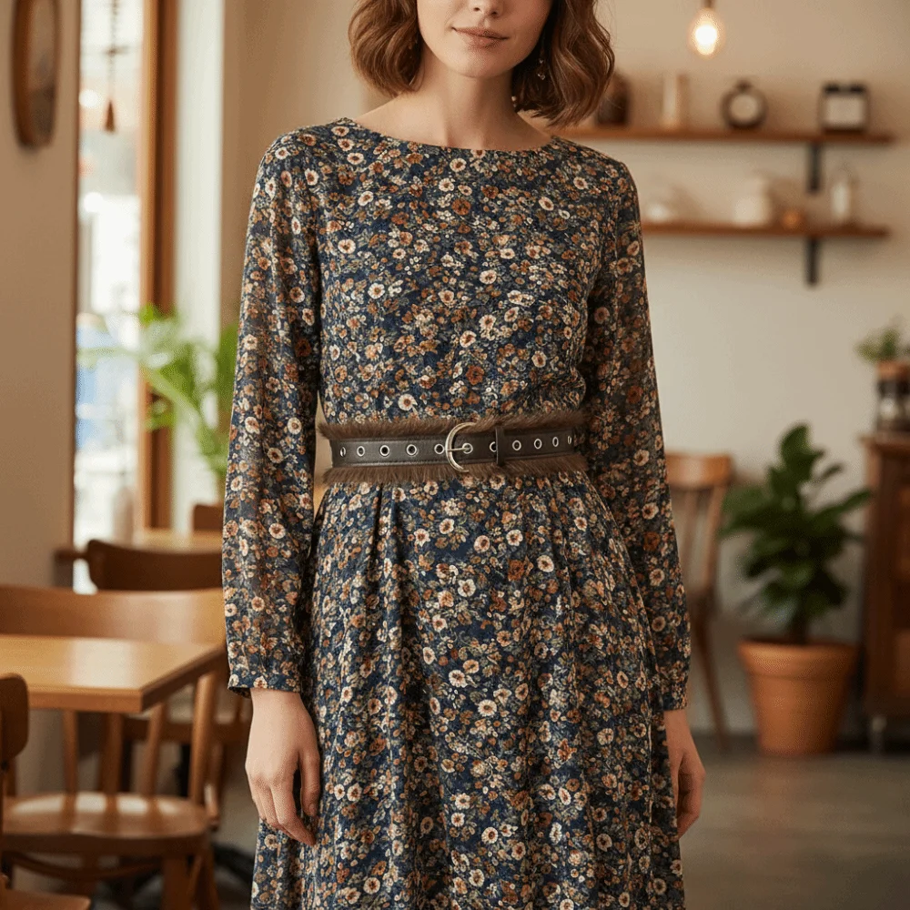 خمر واسعة الجلود الفراء حزام مشبك معدني الرجعية الشرير نمط حزام الجينز ديكور النمط الغربي أفخم حزام النساء #4