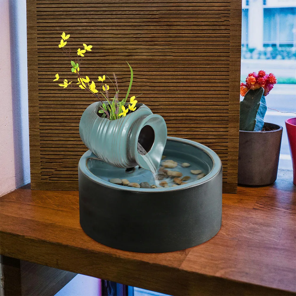 

Fish Tank Decorations Courtyard Fountain Ornament Decorative Jar Water Circulation Ceramic
