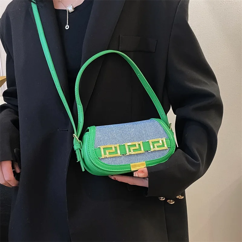 2025 شيك المرأة الدنيم السرج حقيبة متعددة الاتجاهات تحت الإبط محفظة خمر مربع صغير Crossbody حقيبة كتف موضة عادية #3