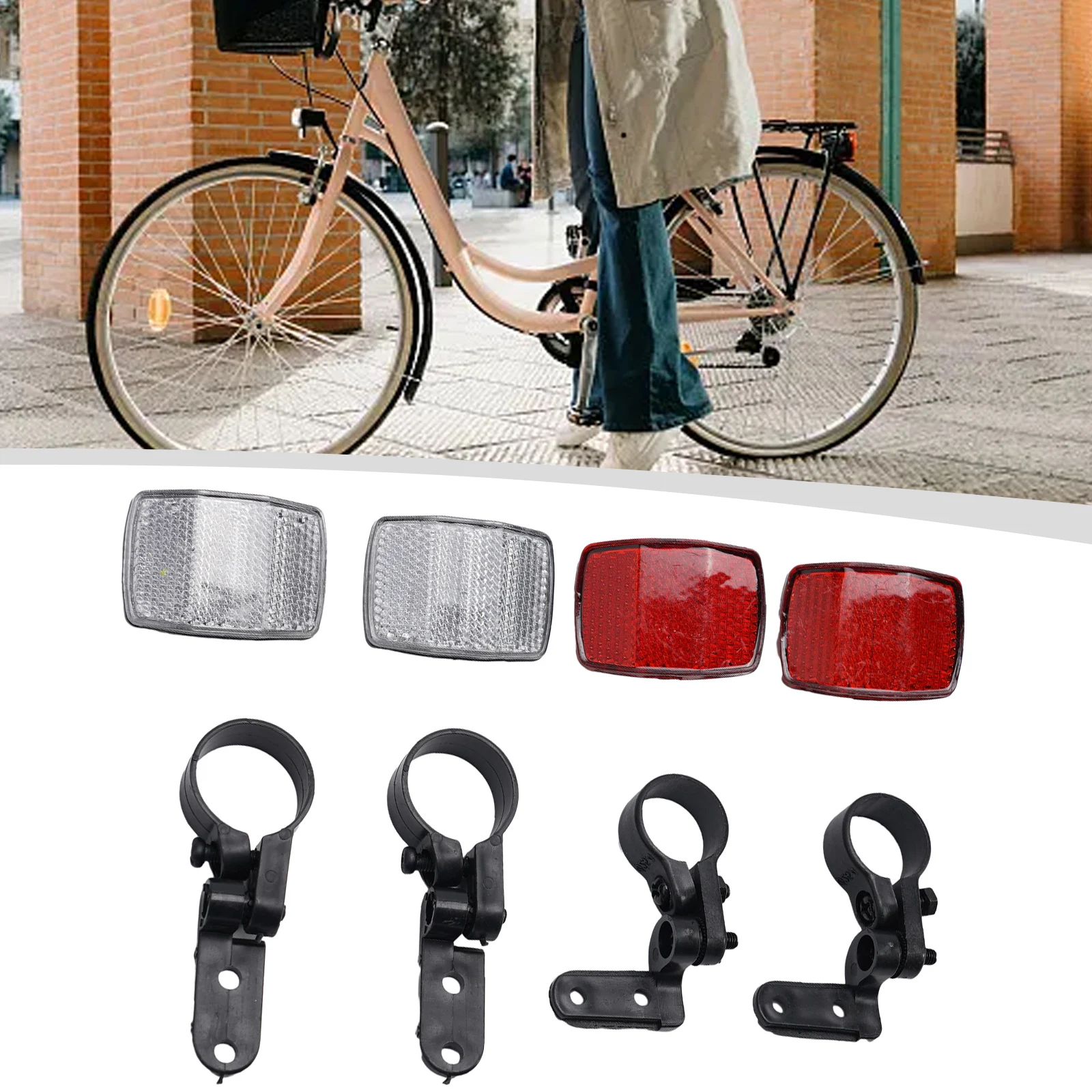 2pcs Bicycle Reflector Rear Warning Film Mountain Bike Night Riding Spoke Lights Shelf Bicycle Reflective Tail Light Accessories