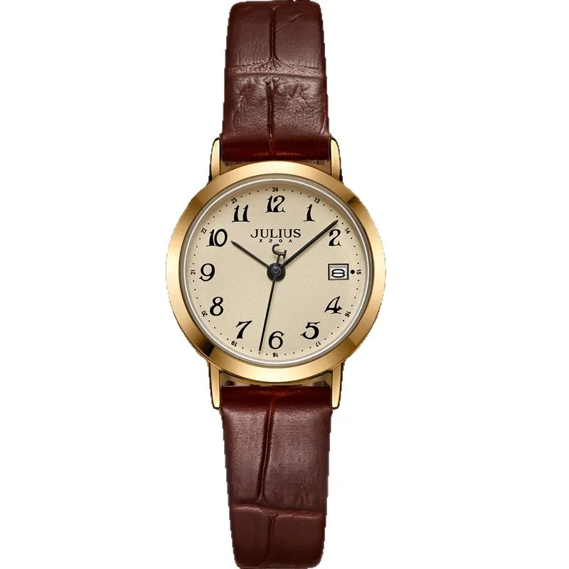 

Retro temperament light luxury calendar waterproof quartz watch belt watch lady