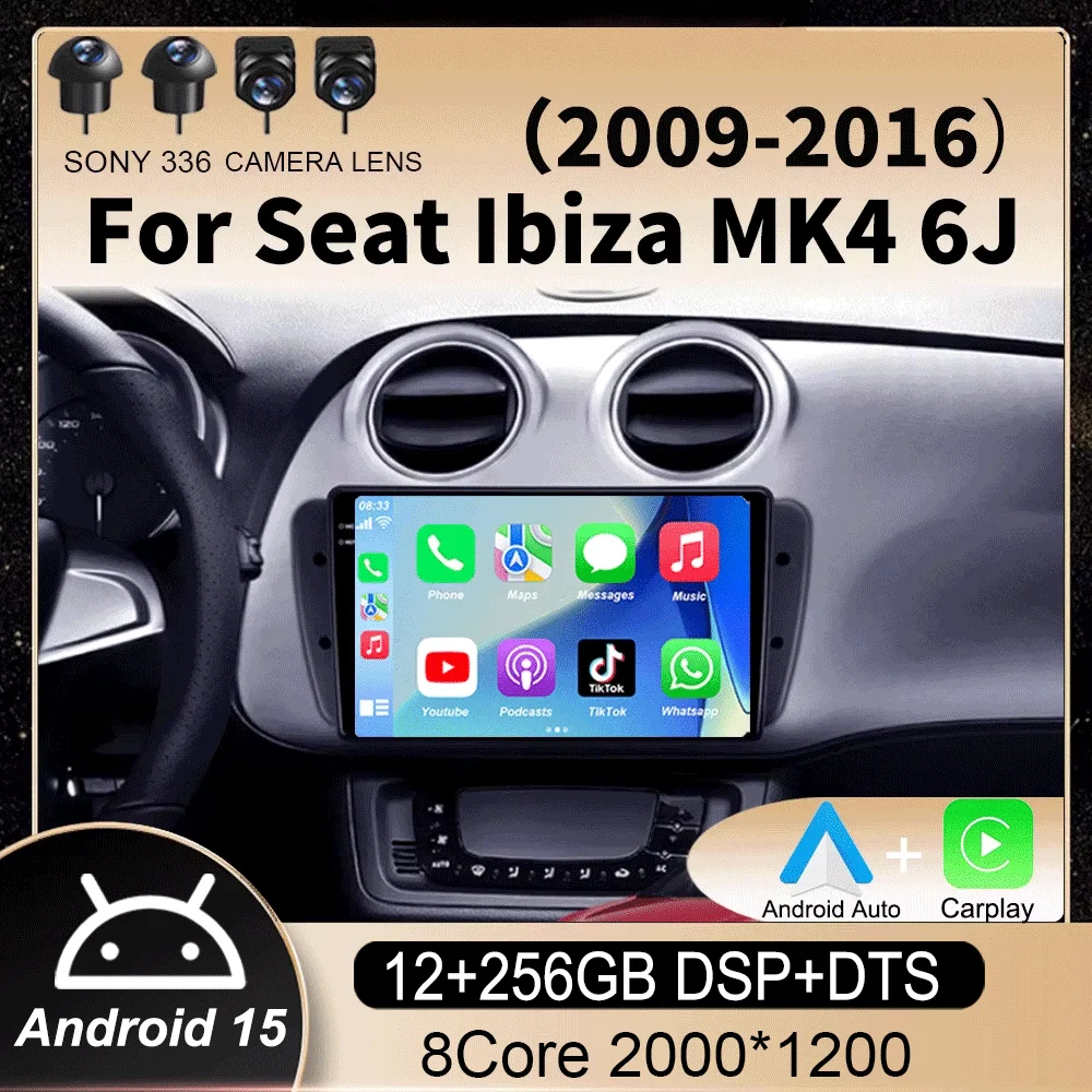 

Car Radio For Seat Ibiza 6j 2009 - 2012 Android 15 Multimedia Video Player QLED Touch Screen GPS Navigation Carplay Auto Stereo