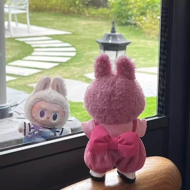 Ubranka dla lalek Labubu, uroczy, słodki trzyczęściowy zestaw, stroje dla lalek damskich, modne markowe letnie akcesoria dla lalek.