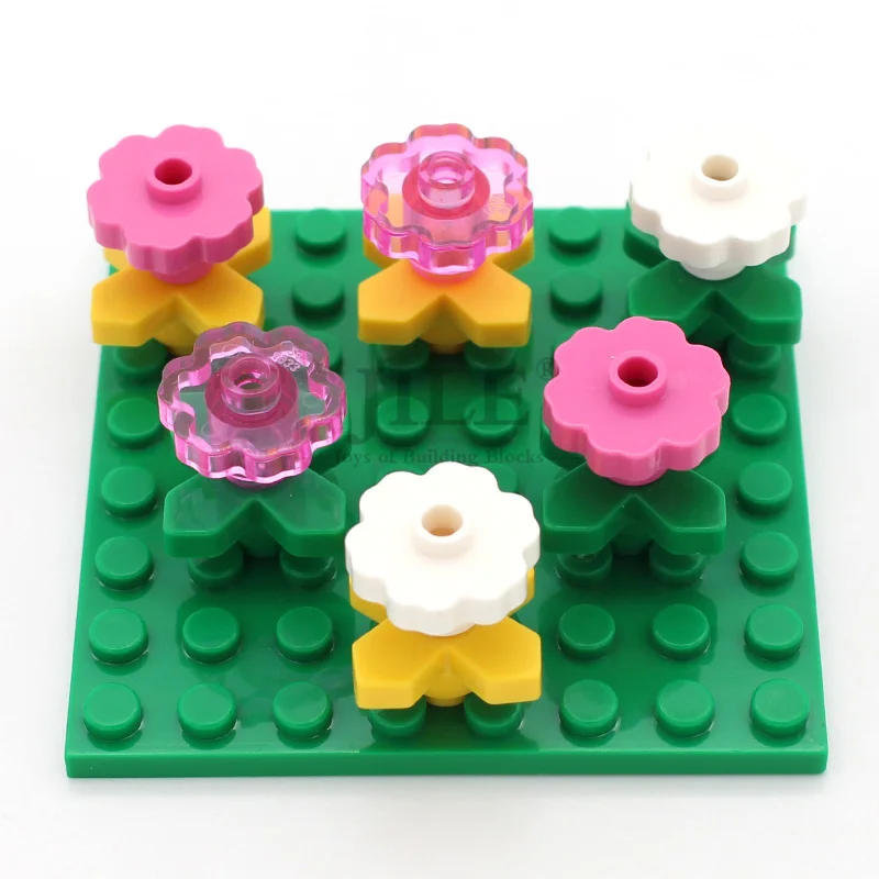 30 peças moc planta flor 4728 2x2 parafuso prisioneiro aberto arredondado e 4727 2x2 folhas tijolos angulares diy blocos de construção compatíveis brinquedos de jardim