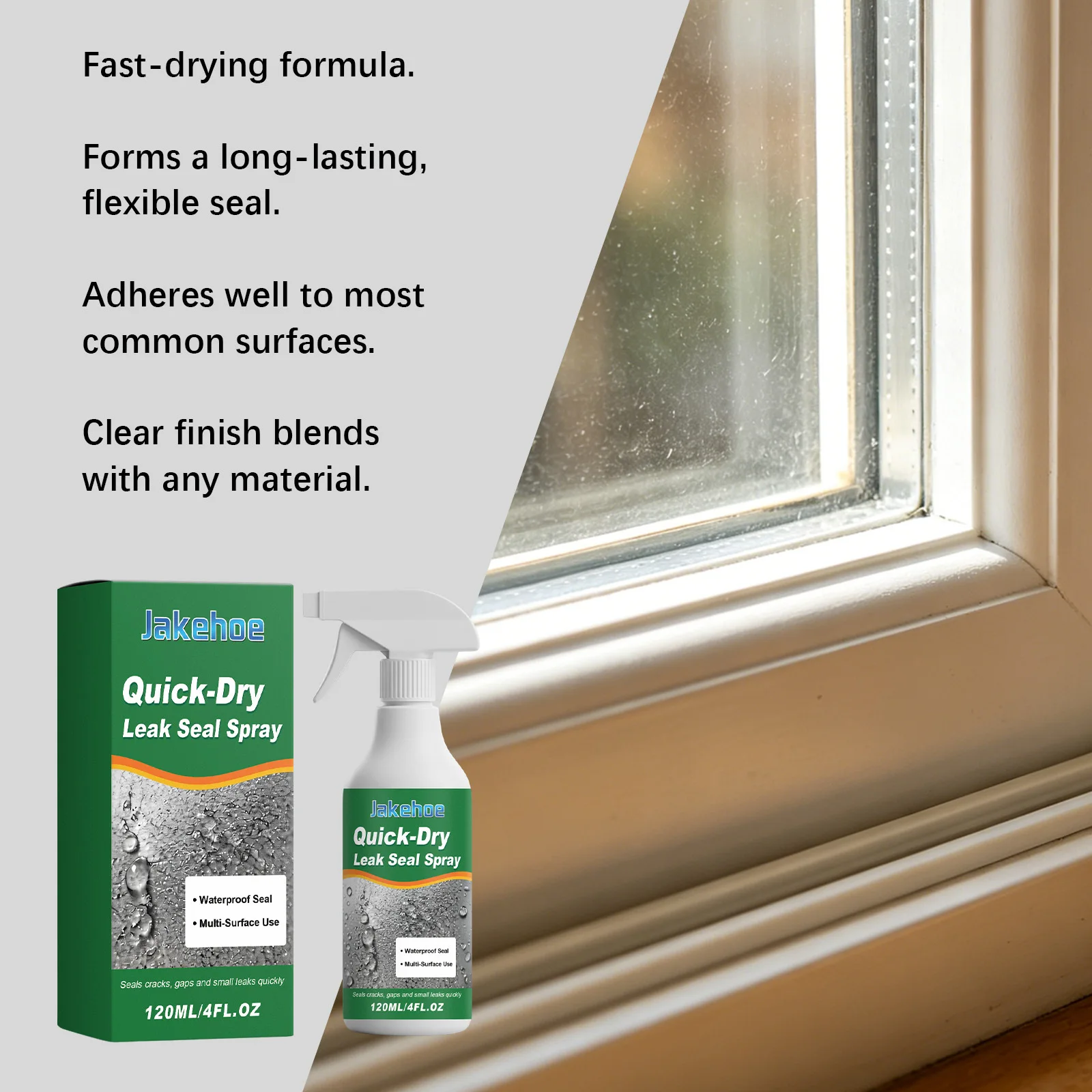 Waterproof Spray Sealant Quick Dry Clear Polymer Coating for Roof Leak Repair, Pipe Sealing, Window Frame Gaps
