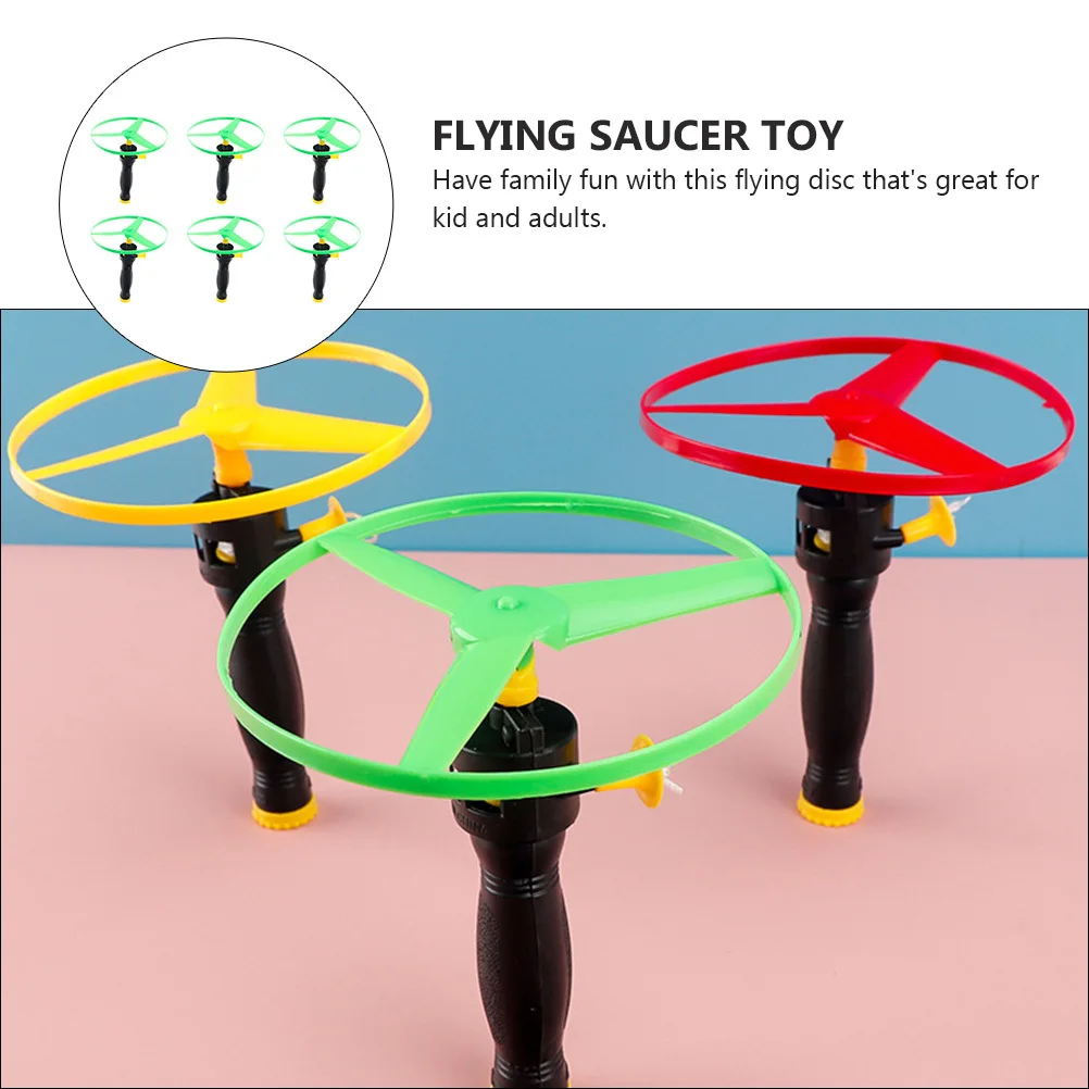 6 Stück Disc Pull String Flying Disc Outdoor Langlebig Leicht Spaß Fliegen Spielzeit Geschenk für Strand Fliegende Untertasse