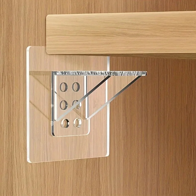 4/8Pcs No-Drill Adhesive Shelf Brackets Heavy Duty Strong Hold Plastic Wall-Mounted Brackets for Kitchen Bathroom Utility Hooks