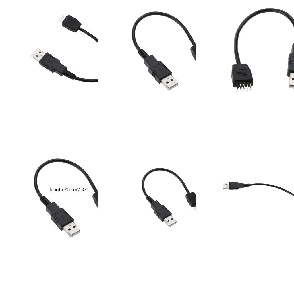 9 Pin USB Header To USB Cable, USB 2.0 Type A Male To 9 Pin Male Motherboard Cable Cord Tool