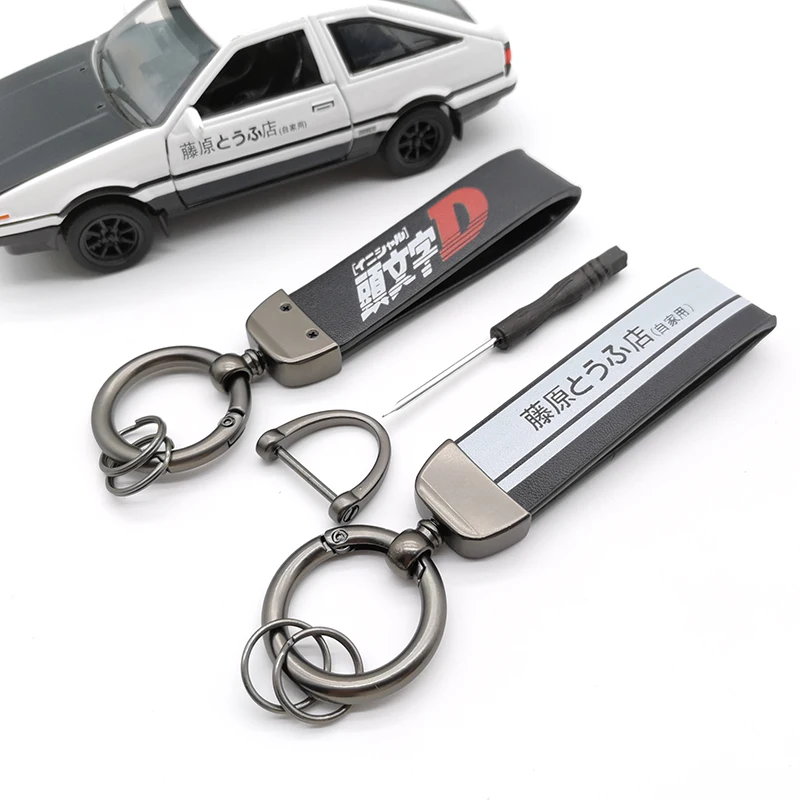 

New Hot Sale 2 Side Initial D RACING Japan Performance Auto Motorcycle Metal Leather JDM Keychain Keyring Lanyard Accessories