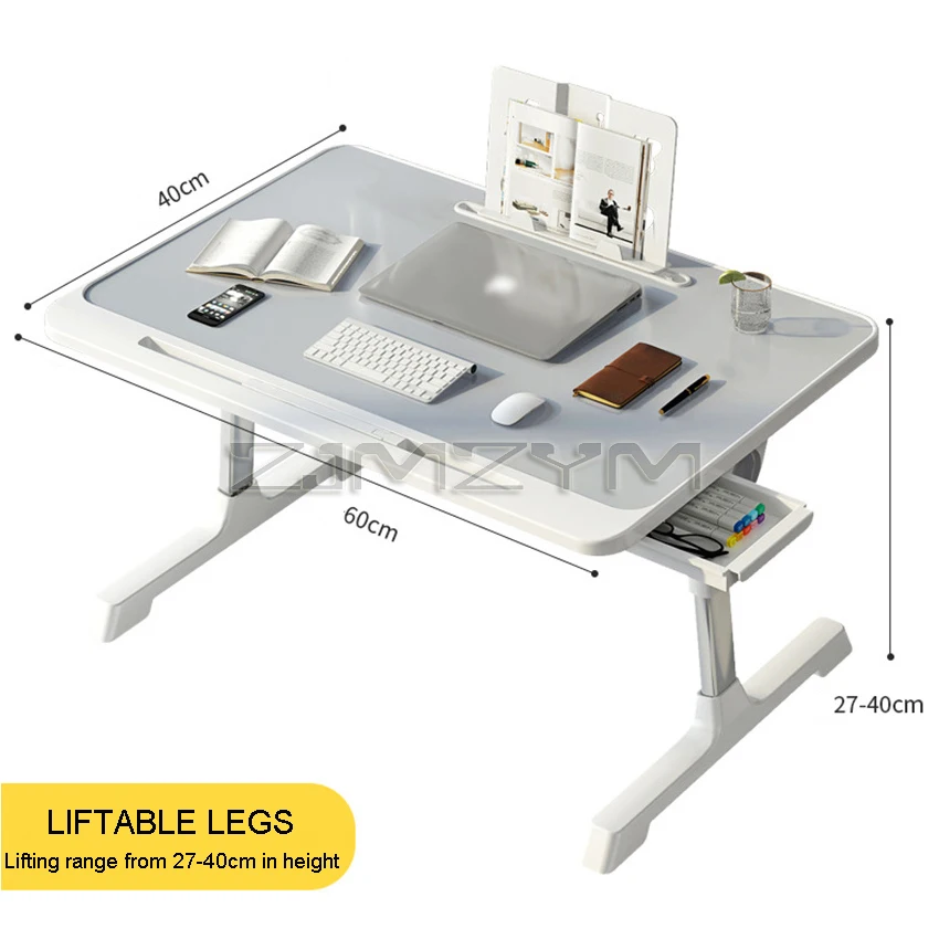 Mesa de estudio para dormitorio, soporte ajustable para ordenador portátil, portátil, ergonómico, para TV, sofá, PC, Notebook, con librería