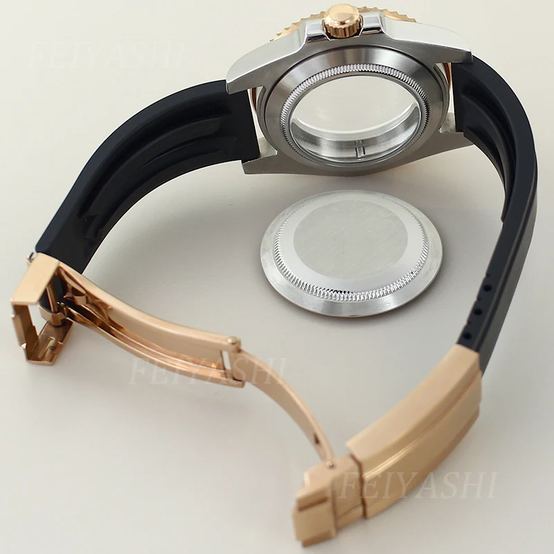 NH35 Case 40mm Men's Watch Accessories For Seiko NH34 NH35 NH36 NH38 Miyota8215 ETA2824 Movement Sapphire Glass Rubber Bracelet