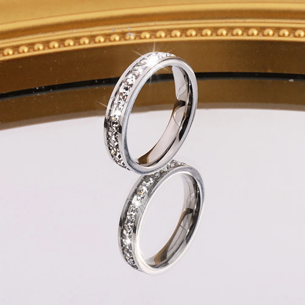 خاتم الزركون التيتانيوم الصلب، الراقية، الفاخرة الخفيفة، السماء المرصعة بالنجوم، المرأة INS العصرية 18K غير يتلاشى خاتم الزوجين #1