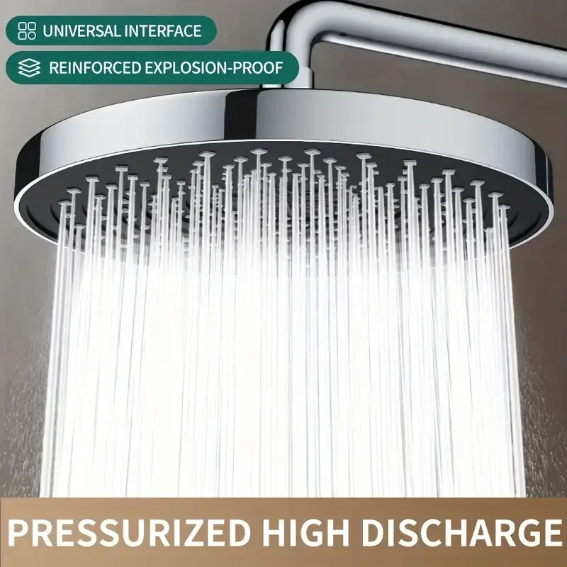 25CM Large Flow High Pressure Ceiling Mounted Shower Head 5 Modes Big Panel Spray Nozzle Rainfall Supercharge Bathroom Shower