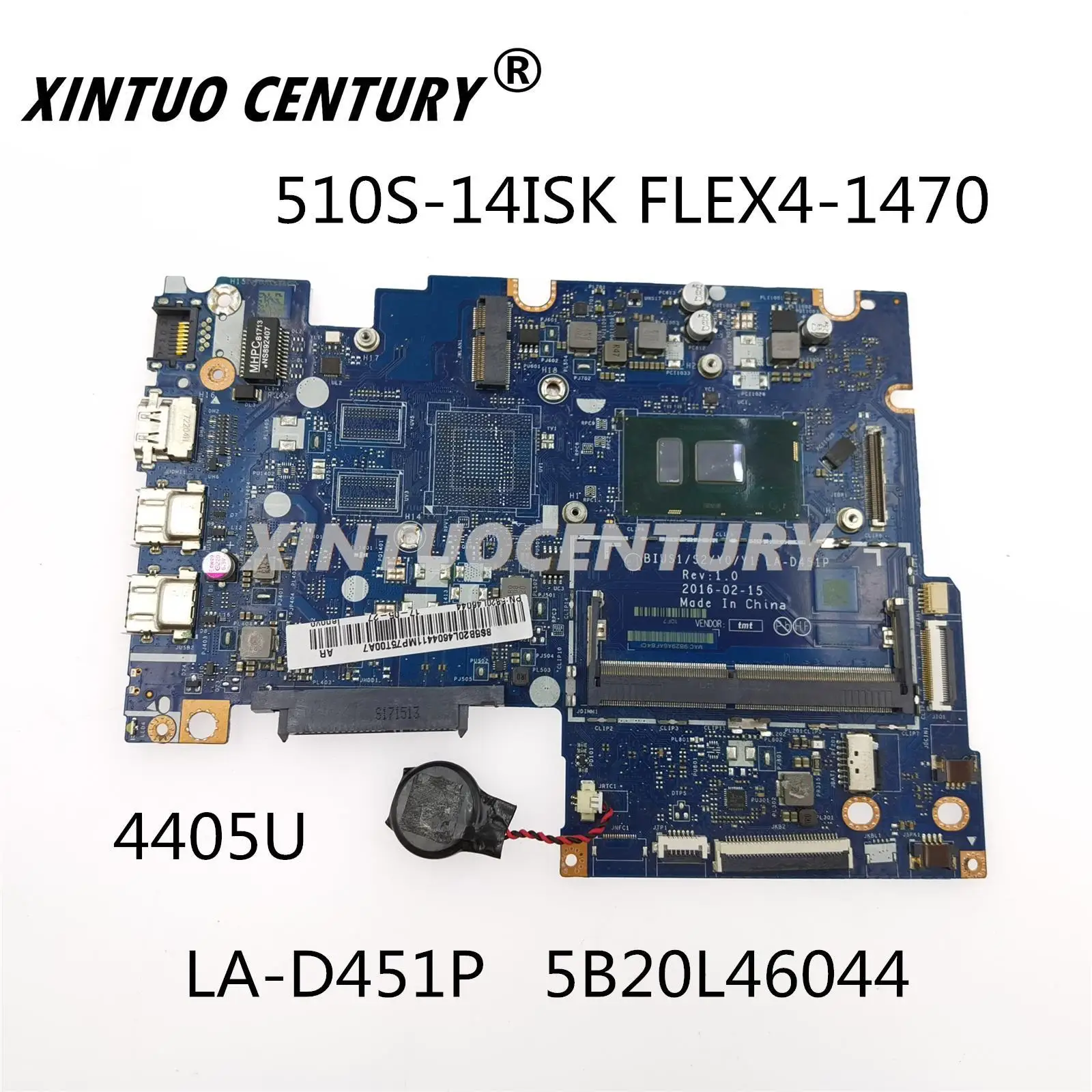 

5B20L46044 For Lenovo Yoga Flex4-1470 510-14ISK LA-D451P mainboard 4405U CPU 100% test