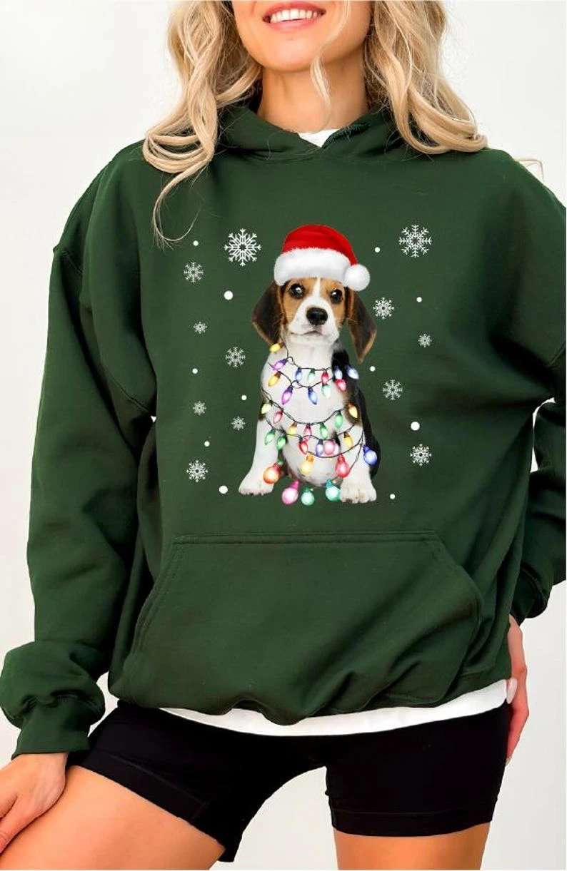 

Персонализированная креативная рождественская толстовка с изображением собаки, шляпа Санта-Клауса, свитшот для домашних животных, осенние и зимние одинаковые толстовки, сохраняющий тепло, пуловер