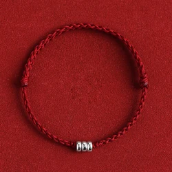 Fit 13-18cm 925 Silver Rope Bracelets Women Round Circle Beads Red Thread Line String Bracelets For Women Girls Men