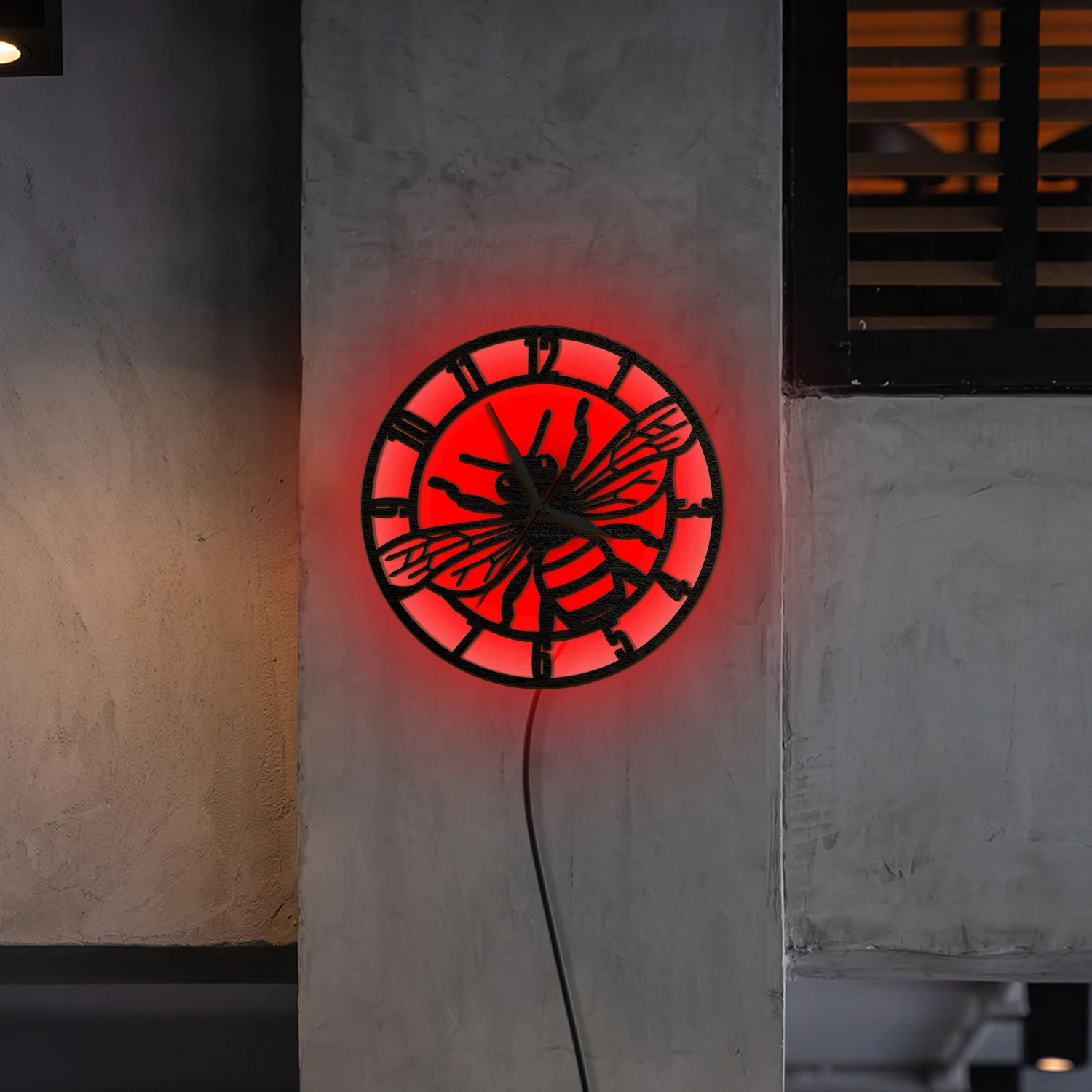 Honey Bee LED Backlit Wall Clock for Bee Farm Country Home Decor Apiarist Gardener Beekeeper Luminous Wall Clock Glow in Dark