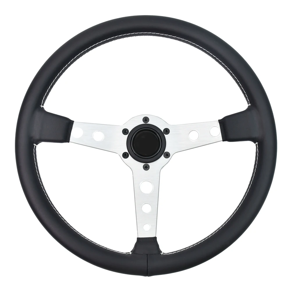 

370mm JDM Sports Steering Wheel Silve r3 Spoke Circular 6 Hole Simulation steering wheel For Drift Simulation Game