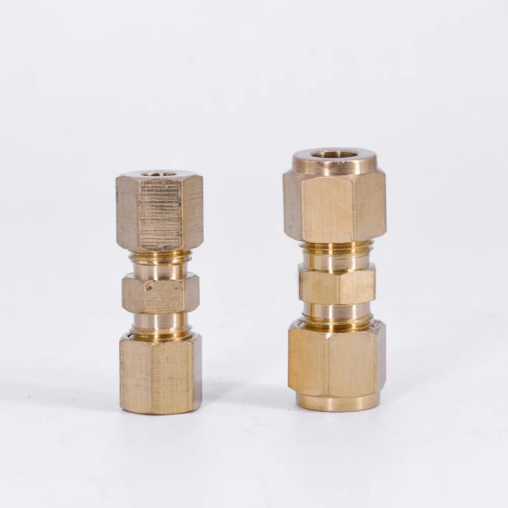 3/16" 1/4" 5/16" 3/8" 1/2" 4 6 8 10 12 15-42mm OD Tube Compression Union Brass Pipe Fitting Connector Home Garden Oil Water Fuel