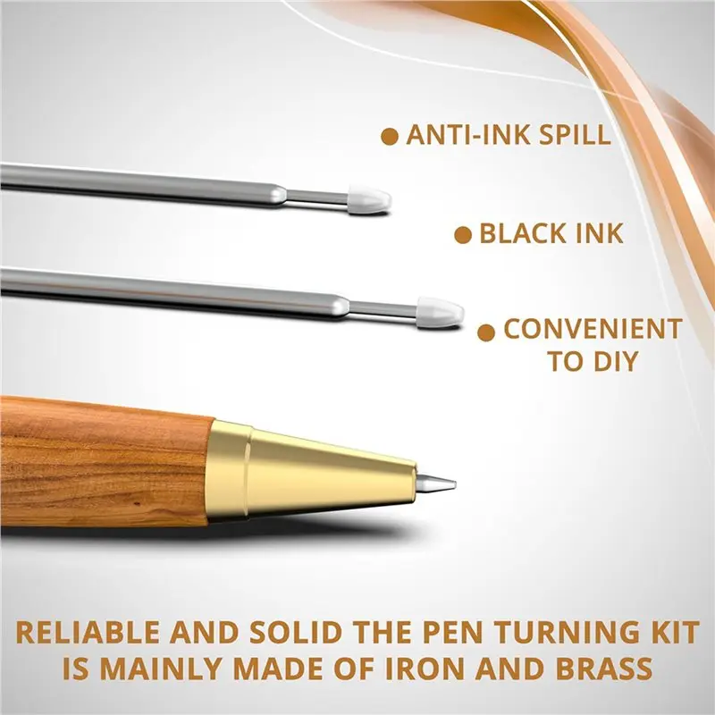 AC62-Pen Kits For Woodturning 20 Pack With Black Ink Pen Making Kit Slimline Pen Turning Supplies Twist Pen Kit For DIY Coppe