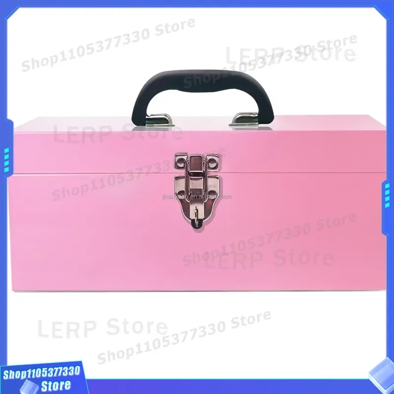 16 Inch Metal Storage Box Double Layer Iron Plate Tool Box with Locking Device Portable Multifunctional Internal Structure