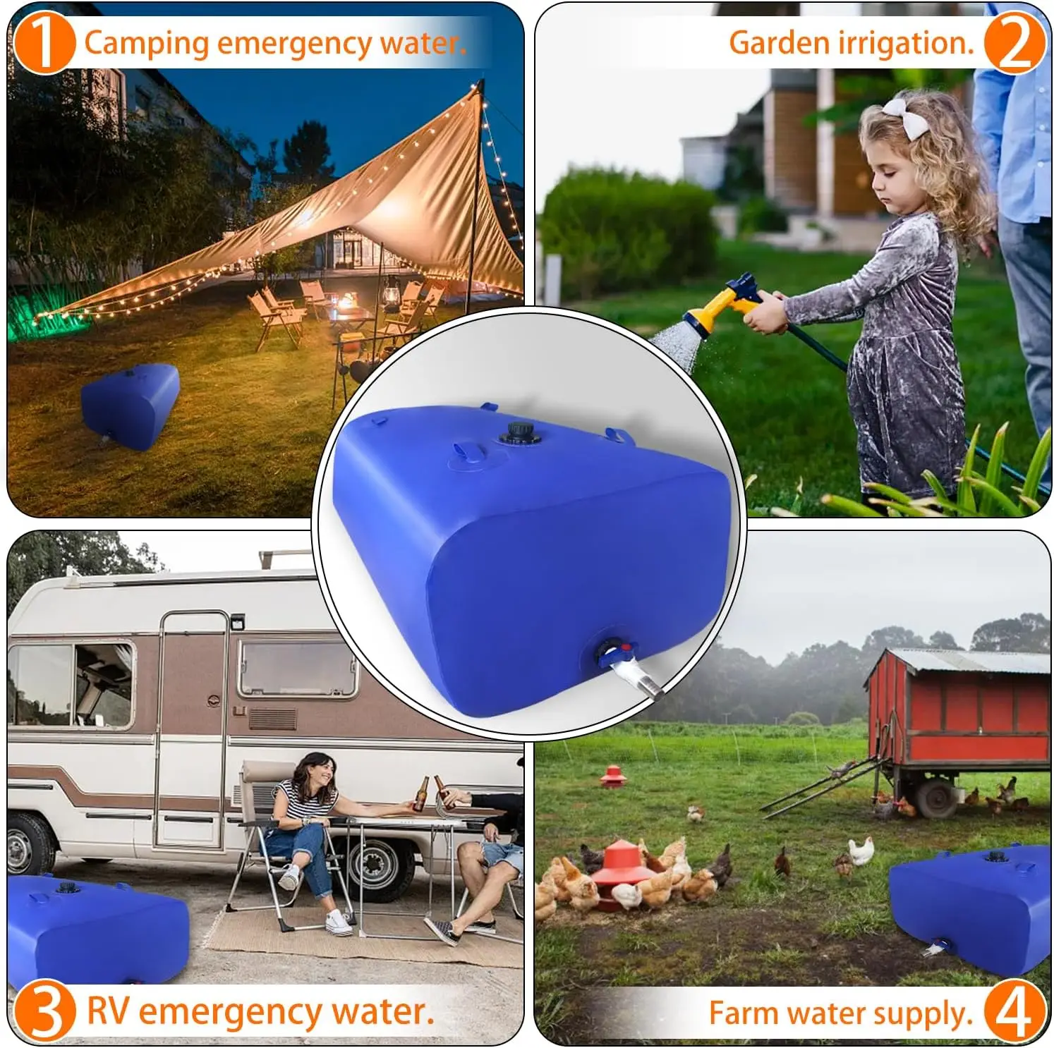 110L/30gal Portable Water Tank, Collapsible Water Storage Container with 3/4\