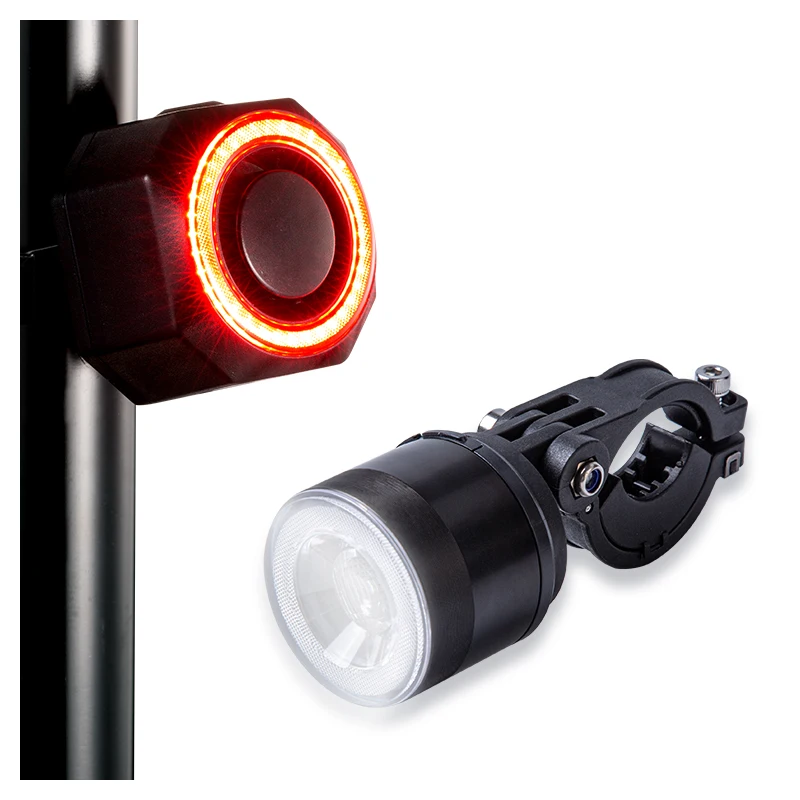 

Newly Upgraded Wireless Bicycle Lights Set With Remote Brake Sensing Tail Light Alarm for Safety Bike Front&Tail Light Set
