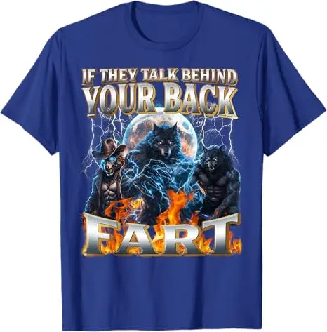 2026 NEUHEIT T-Shirts „Wenn sie hinter deinem Rücken reden“ Lustiges Alpha-Wolf-T-Shirt Y2K Herrenmode Ästhetische Kleidung – Detail 4