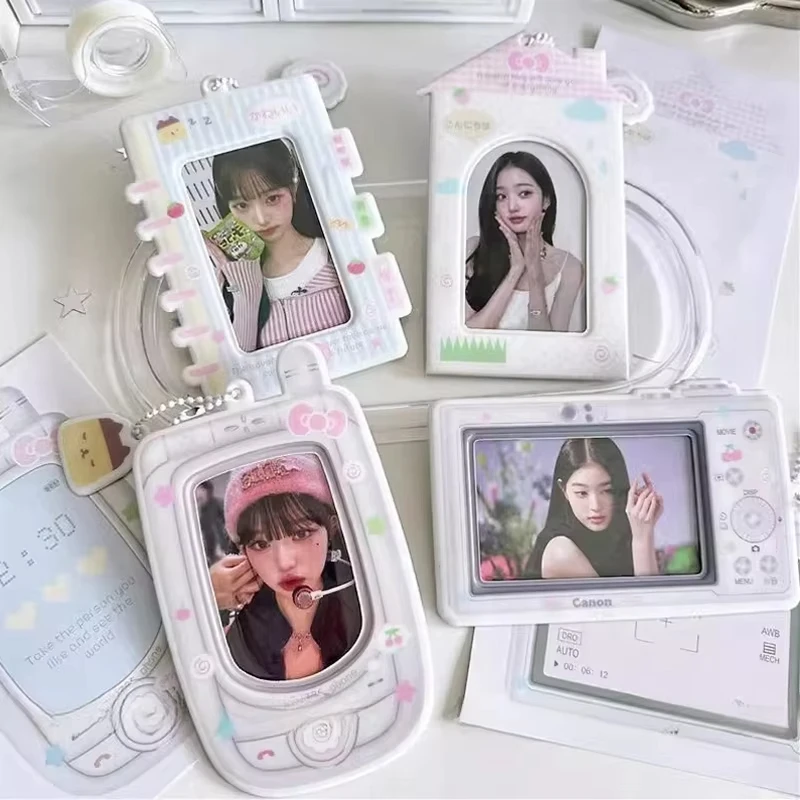 Korean Ins Cute Camera Phone Design Idol Card Holder Girl Photocard Holder Sleeves Protective Collect Pendants Gift