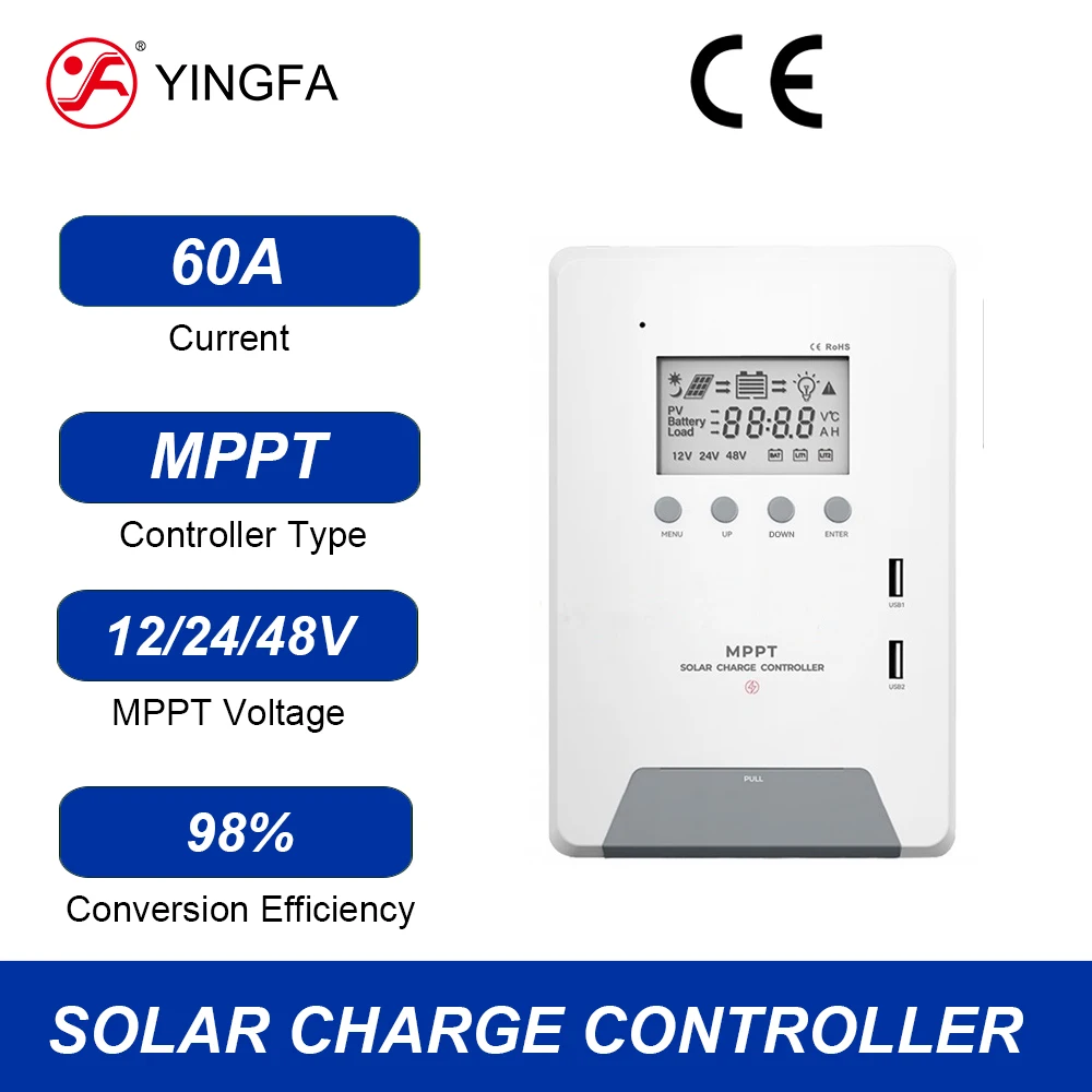 YINGFA 60A PV Solar Panel Energy System Battery Regulator MPPT Controller 12V 24V 48V Solar Charger Controllers