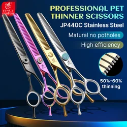 Fenice High-grade JP440C 6.5/7.0 inch Pet Grooming Fluffy Thinning Scissors Rate 50-60% Colorful Shears Dog Hair-dressing Tools