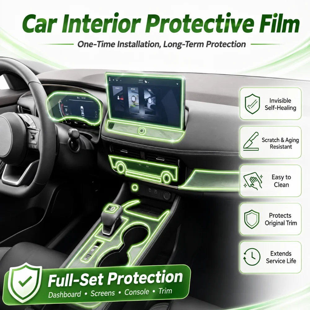 

For Nissan X-Trail 2021-2025 Car Interior Dashboard TPU Transparent Anti-Scratch Protection Film Multimedia Navigation Upgrade