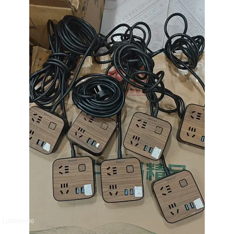 for R322U Wood Grain Power Strip Multi Socket Extension Cord Surge Protector Outlet Adapter No Packaging Issue Low Price