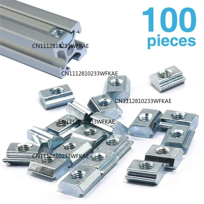 100pcs/set 2020 M3 M4 M5 T Slide Nut  Fastener Galvanized T-Slot Nuts for 20 Series Aluminum Extrusion Profile
