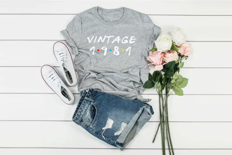 41th birthday shirt Shirt vintage 1981 tshirt Personalized gift Gift For Women Man 100% cotton Streetwear Unisex Drop shipping