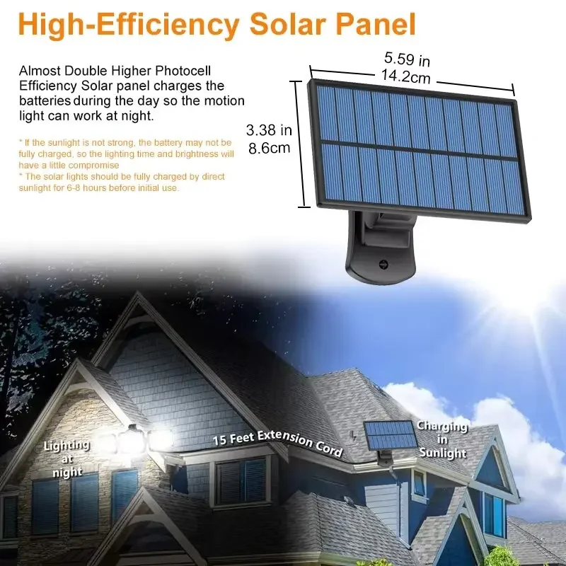 

20w Solar Light 122/333led IP65 Waterproof Outdoor Indoor Solar Garden Lamp With Adjustable Head Wide Lighting Angle With 3 Mode