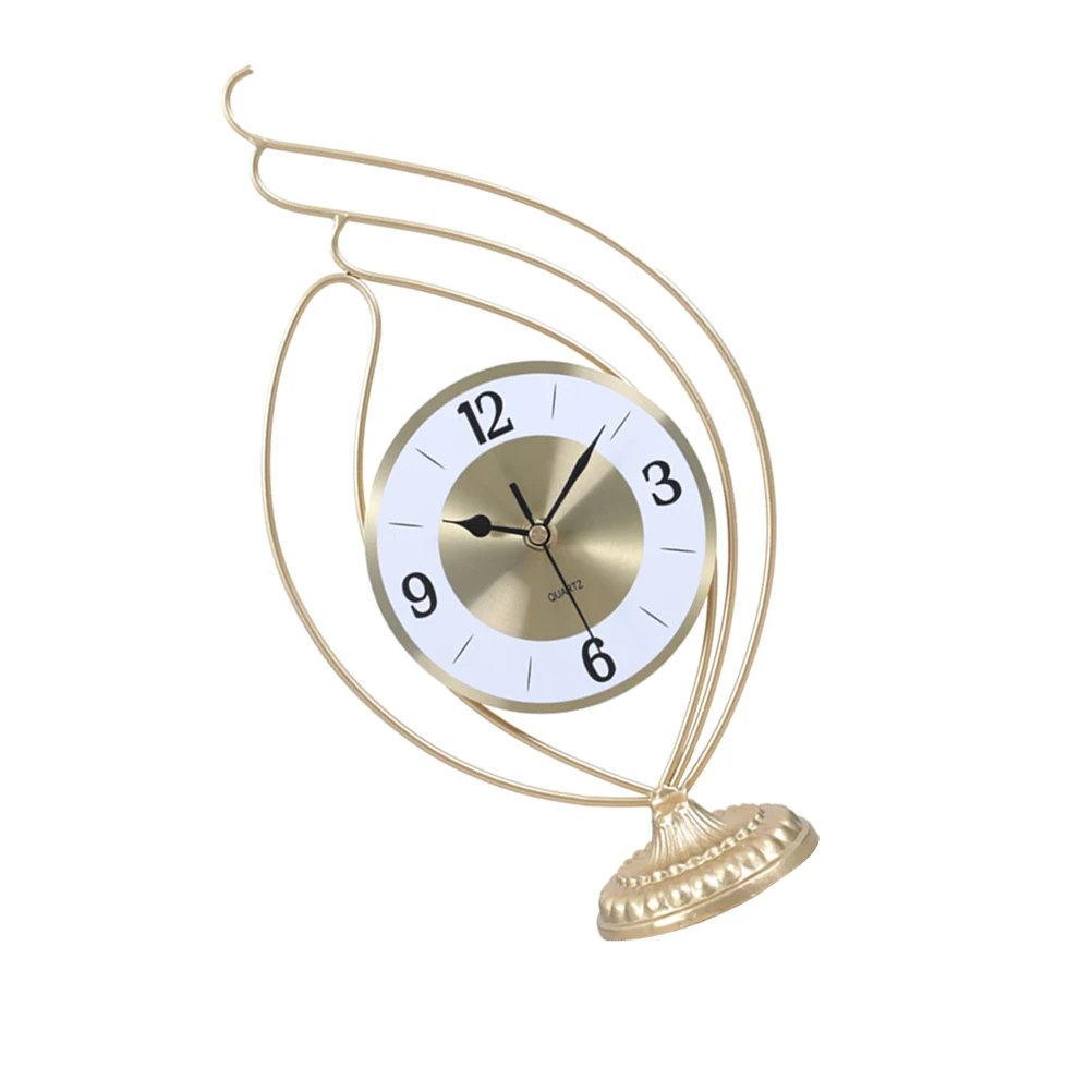 

1pc Retro Golden Desktop Clock Metal Silent Pointers Precise Home Office DecorVintage Table Clock Bedroom Living Room