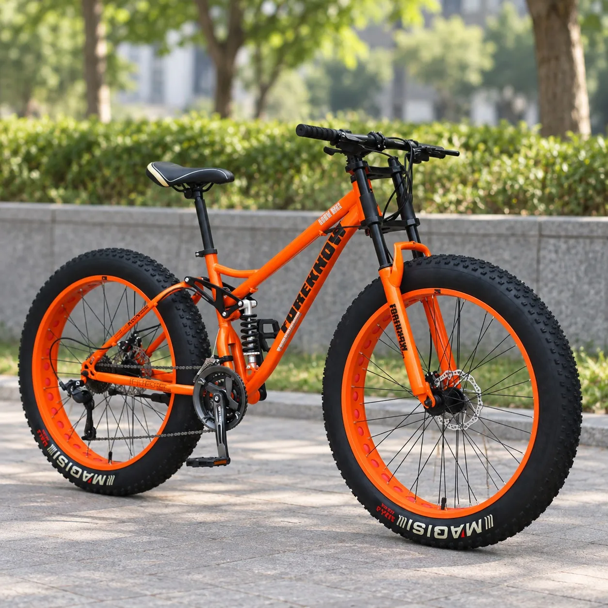 24 Inch Orange Spoked Wheel Mountain Bike Shock Absorption Adult Off-Road Bicycle