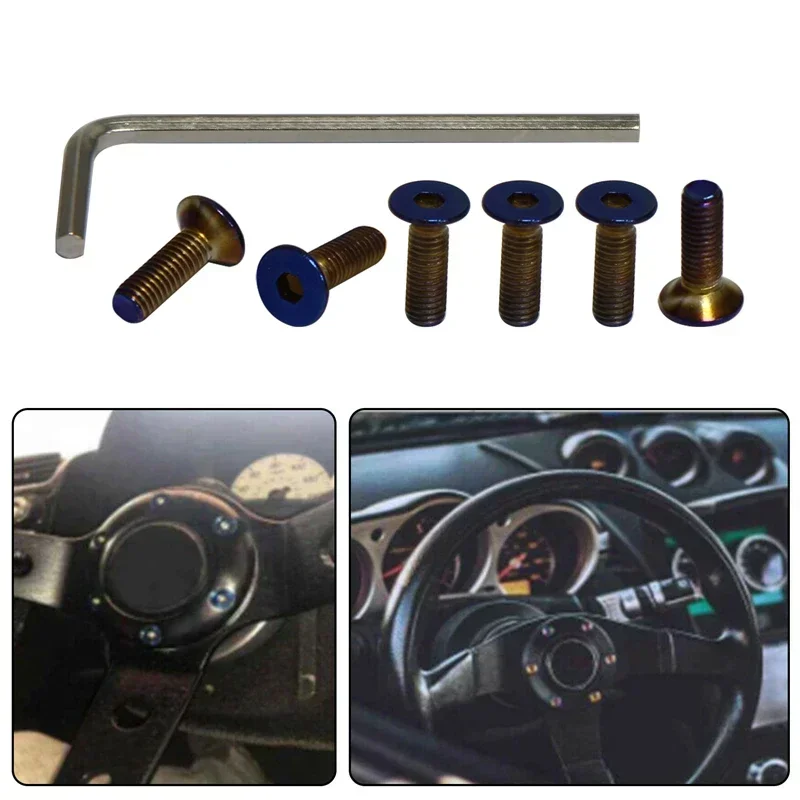 6Pcs Bolts Screw Kit Steering Wheel For Momo Nardi Personal NRG Sparco Flat Head view 4
