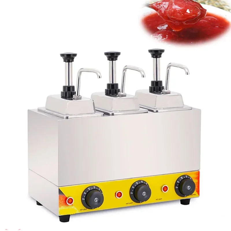 Sauce Warmer Chocolate Warming Machine Stainless Steel Electric Soy Jam Heater Filling Machine 3 Bottles 220V